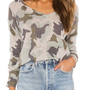 White + Warren 100% Cashmere Camo Print Sweater